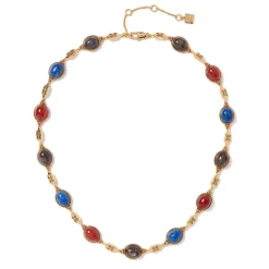 Ancient Gems Multistone Statement Necklace And Triple-Drop Lapis Earrings Set