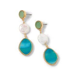 Ancient Mixed Motifs Glass Triple-Drop Earrings
