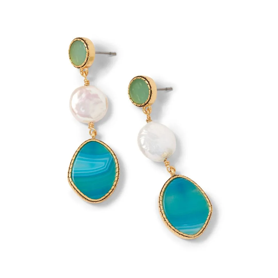 Ancient Mixed Motifs Glass Triple-Drop Earrings