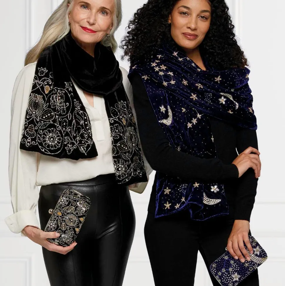British Floral Beaded Scarf