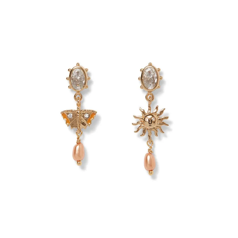 British Tree Of Life Triple-Drop Mismatched Earrings