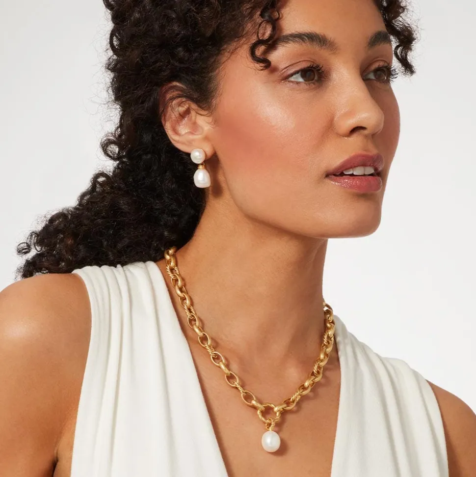 Cypriot Twist Pearl Double-Drop Earrings