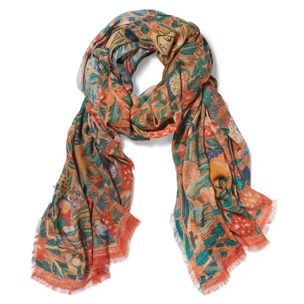 Flora And Fauna Oversize Cashmere-Blend Shawl