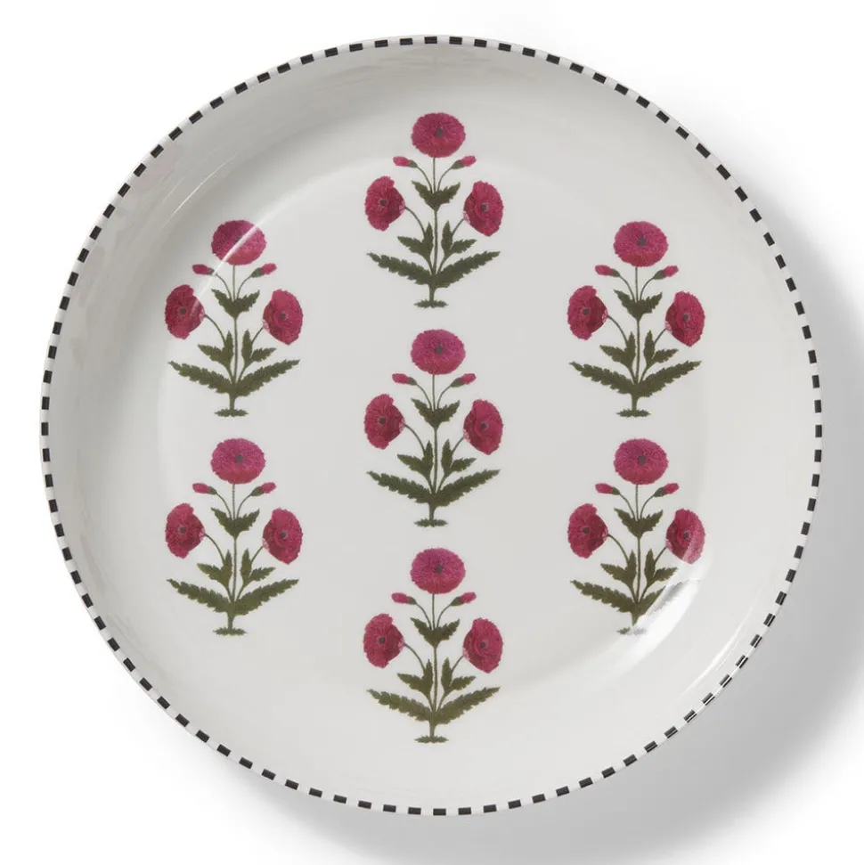 Good Earth Blooming Poppies Round Serving Dish