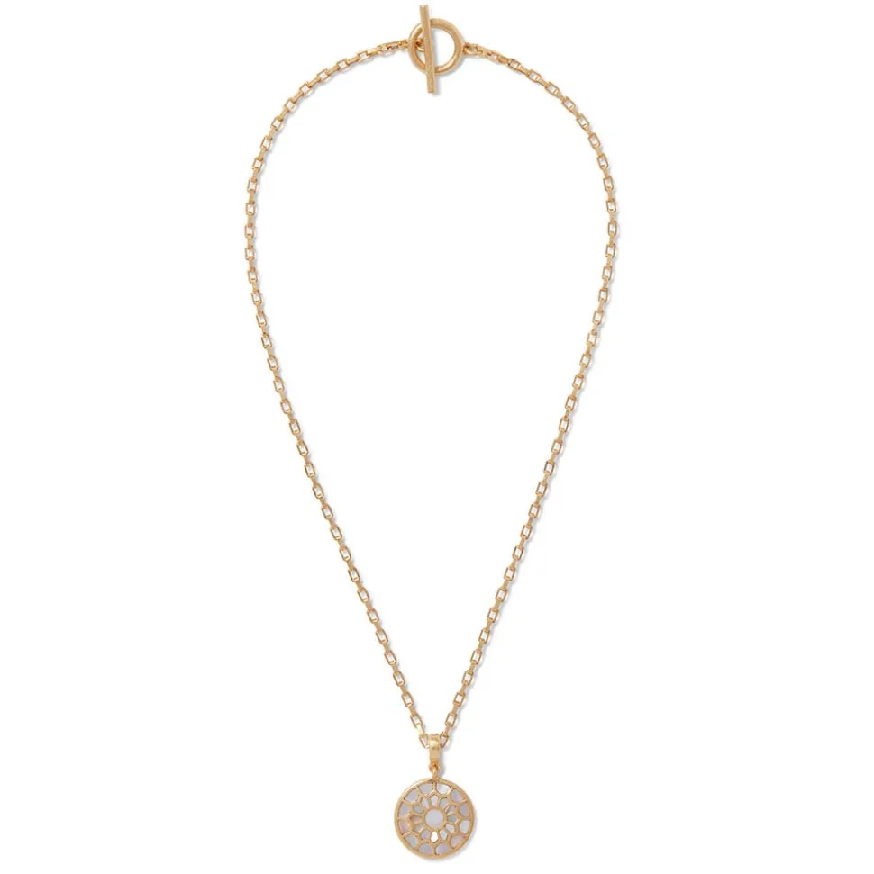 Mother-Of-Pearl Mosaic T-Bar Pendant Necklace