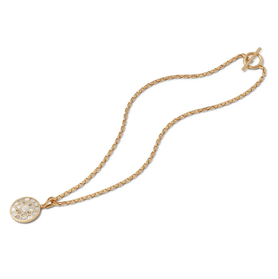 Mother-Of-Pearl Mosaic T-Bar Pendant Necklace