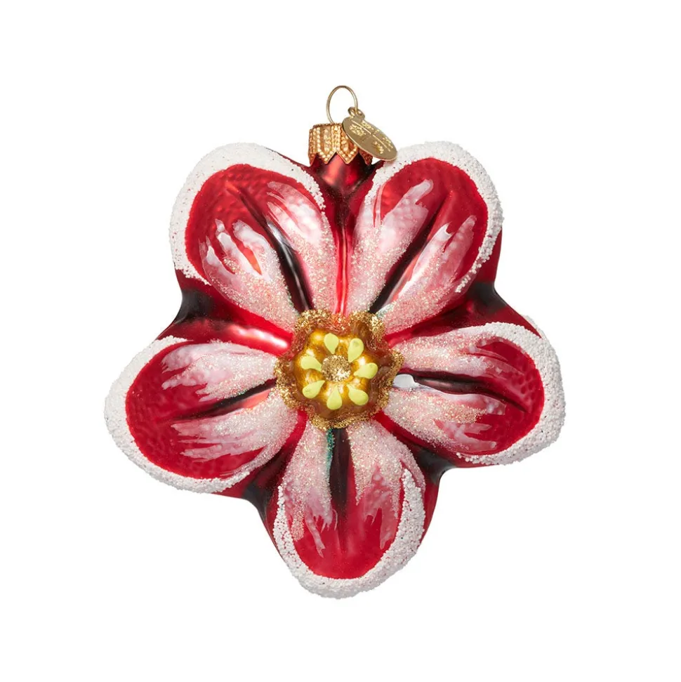 Red Poinsettia Glass Ornament