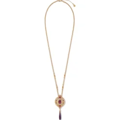 Turkish Amethyst Long Pendant Necklace And Statement Earrings Set