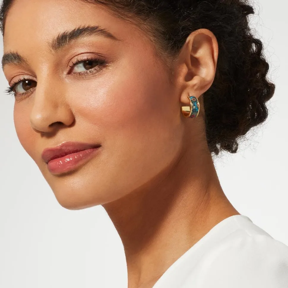 William Morris Blackthorn Enamel Hoop Earrings