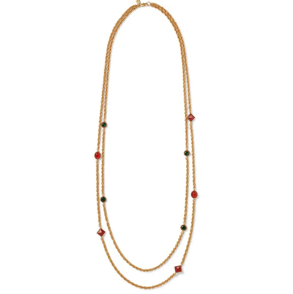 Algerian Cluster Double-Strand Station Necklace And Drop Earrings Set