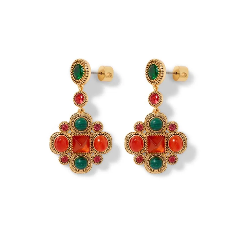 Algerian Cluster Double-Strand Station Necklace And Drop Earrings Set