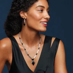American Deco Pendant Necklace And Long Pendant Earrings Set