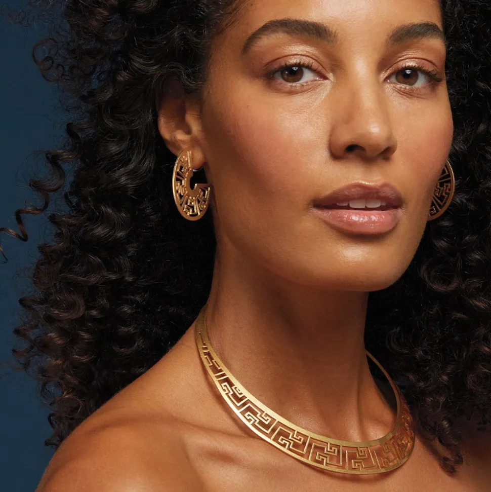 Ancient Fretwork Necklace & Earrings Set
