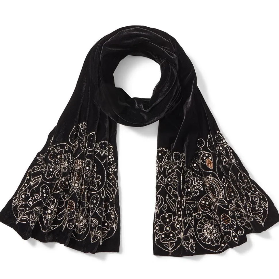 British Floral Beaded Scarf