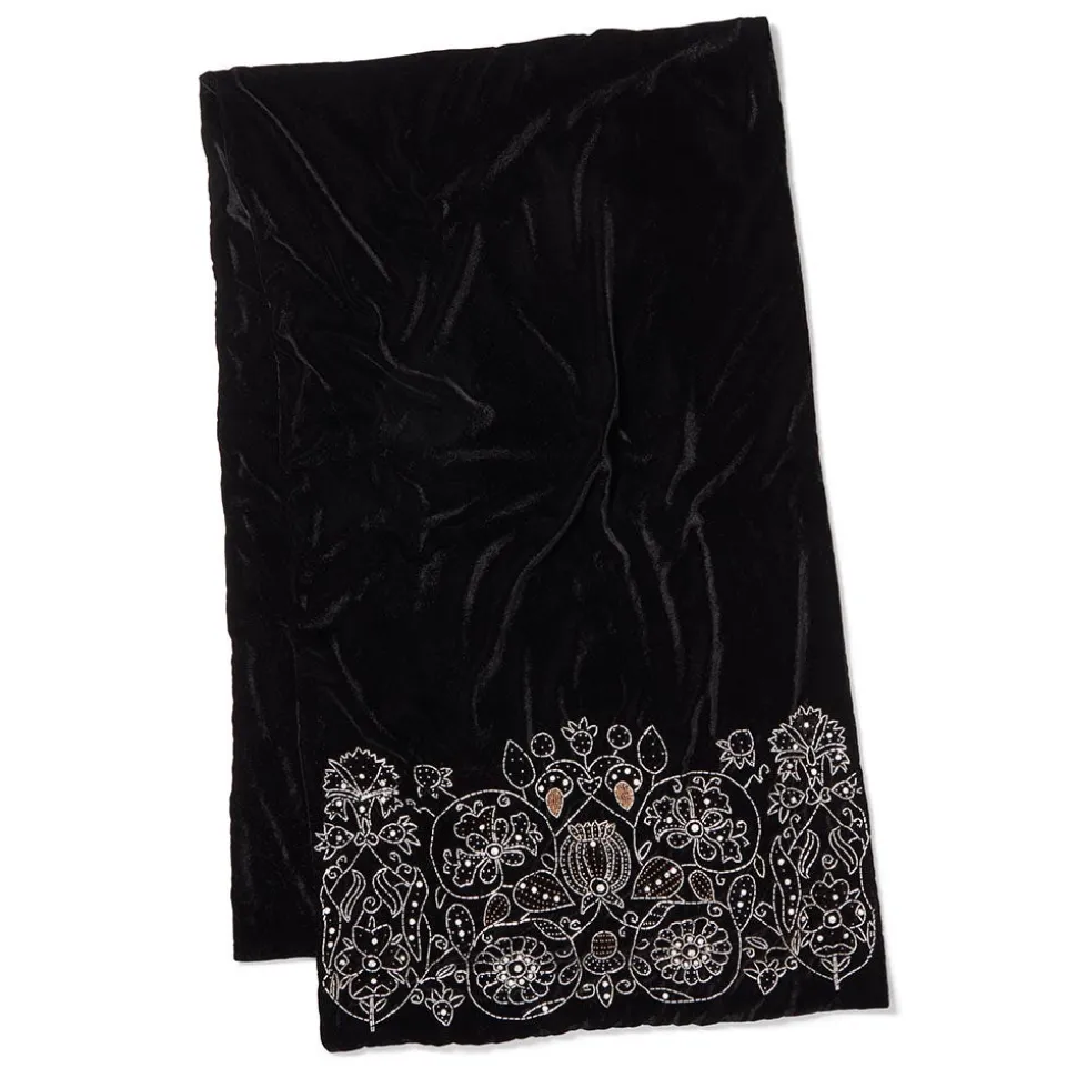 British Floral Beaded Scarf