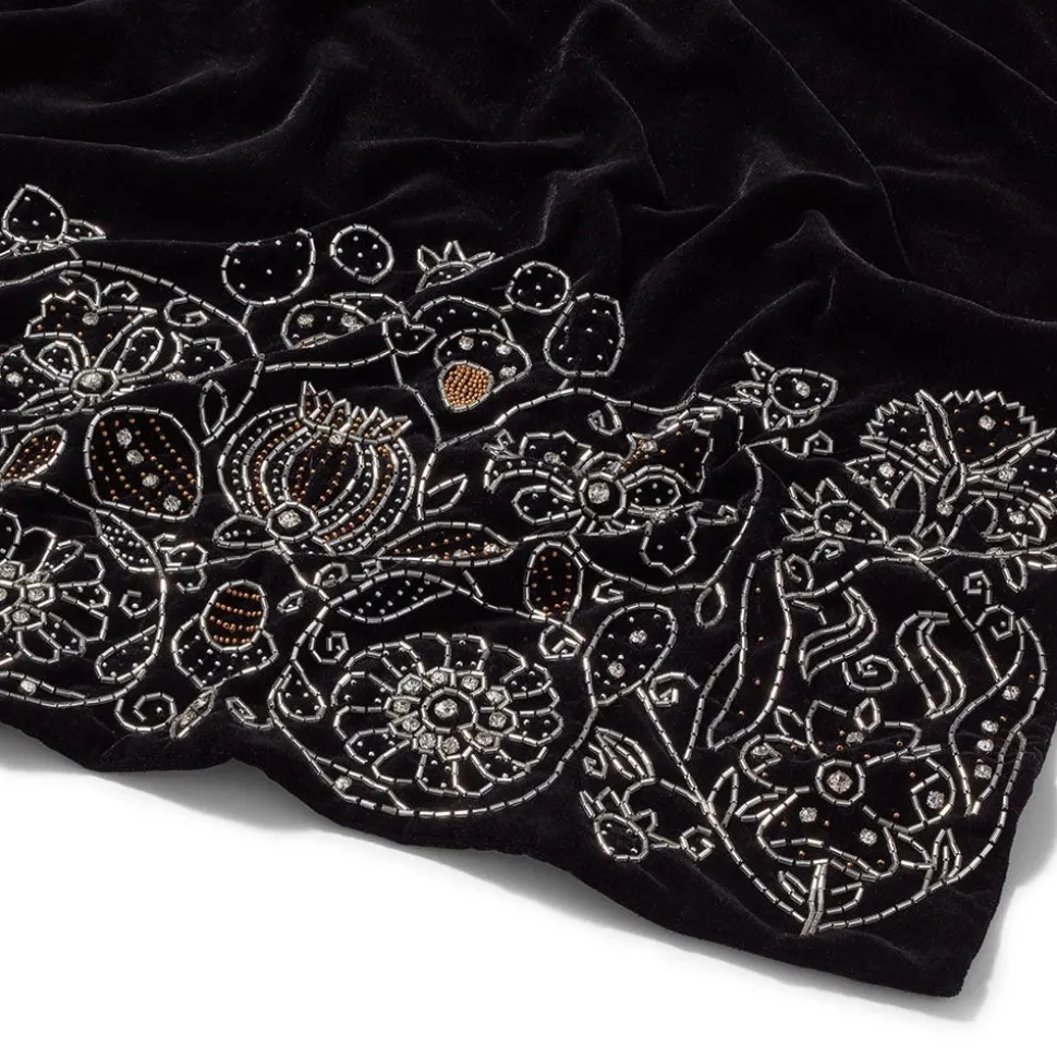 British Floral Beaded Scarf