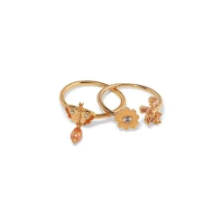 British Tree Of Life Butterfly And Flower Ring Set