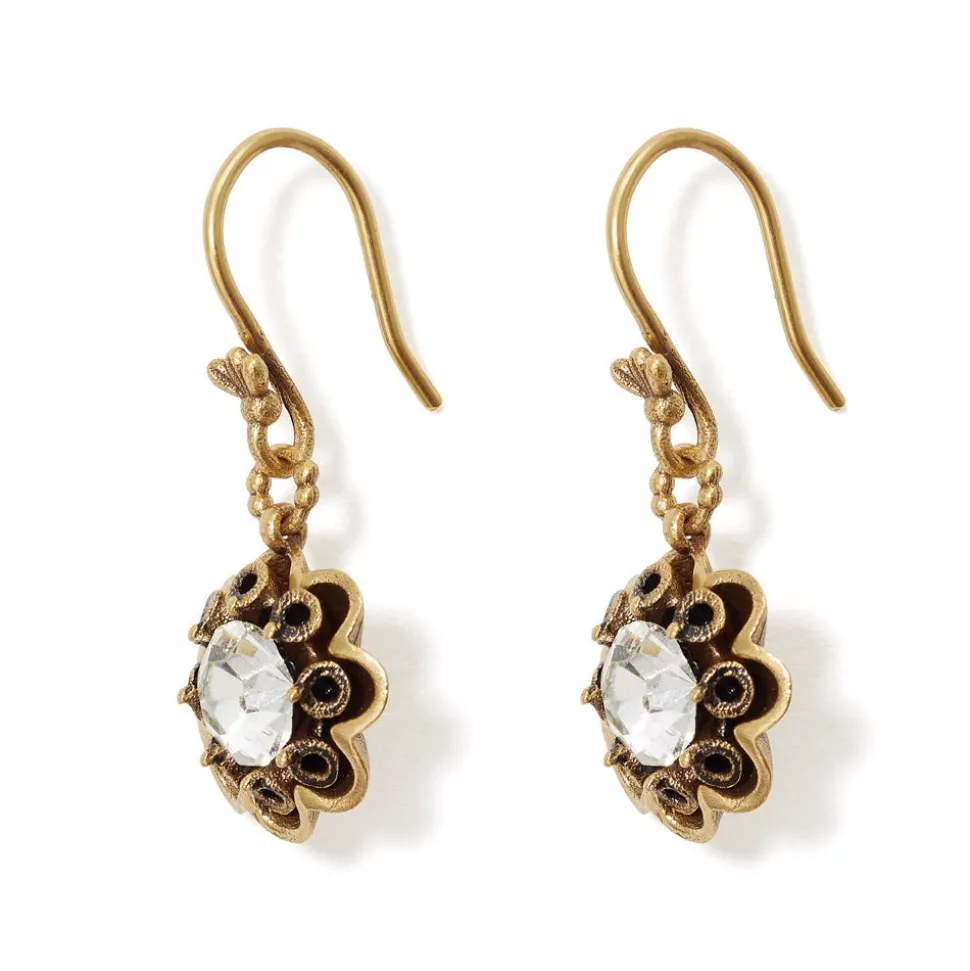 Crystal Rosette Drop Earrings