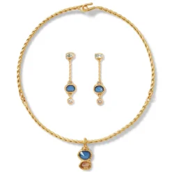 Cypriot Twist Collar Necklace And Triple-Drop Earrings Set