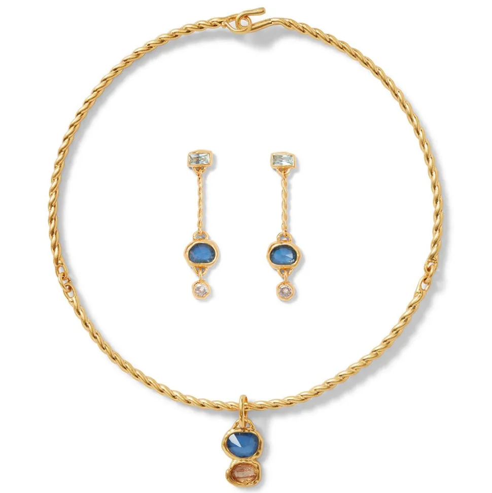 Cypriot Twist Collar Necklace And Triple-Drop Earrings Set