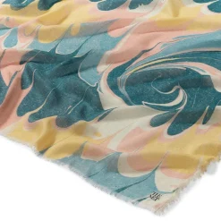 French Marbled Paper Square Silk Scarf