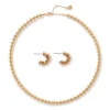 Golden Disc Necklace And Huggie Earrings Set
