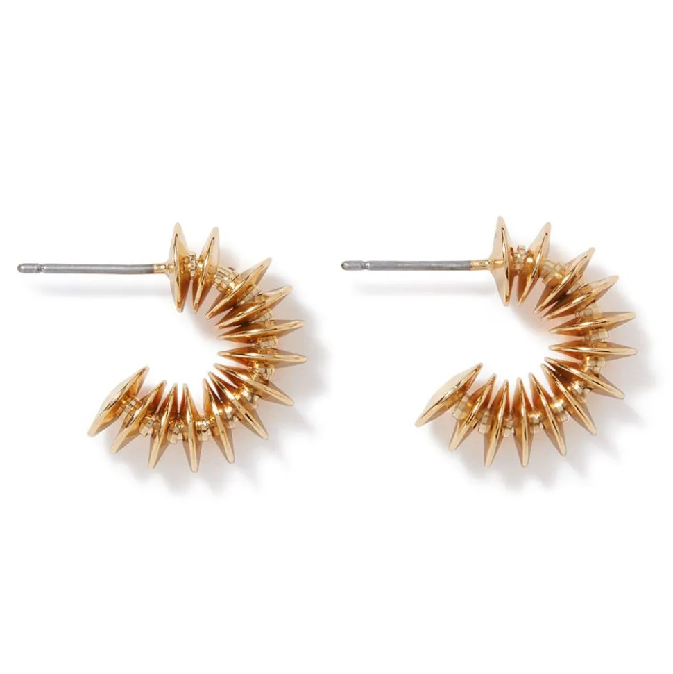 Golden Disc Necklace And Huggie Earrings Set