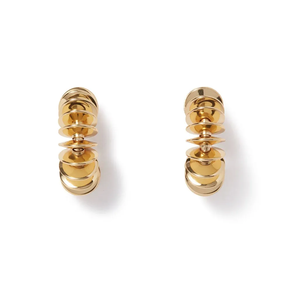 Golden Disc Necklace And Huggie Earrings Set