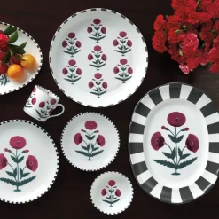 Good Earth Blooming Poppies Round Serving Dish