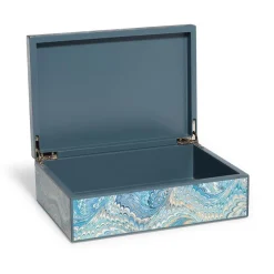 Marbled Paper Rectangular Lacquer Box