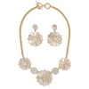 Mother-Of-Pearl Mosaic Statement Necklace And Earrings Set