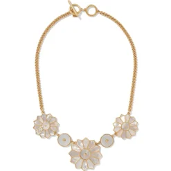 Mother-Of-Pearl Mosaic Statement Necklace And Earrings Set