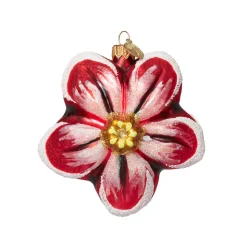 Red Poinsettia Glass Ornament