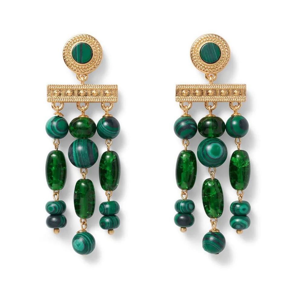 Roman Malachite Chandelier Earrings