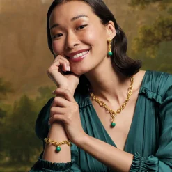 Roman Malachite Drop Earrings