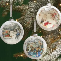 Skating In Central Park Glass Disc Ornament