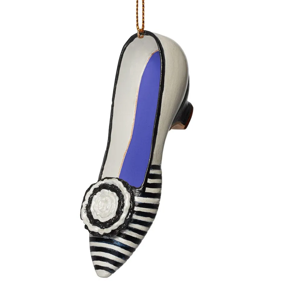 Striped Evening Slipper Shoe Ornament