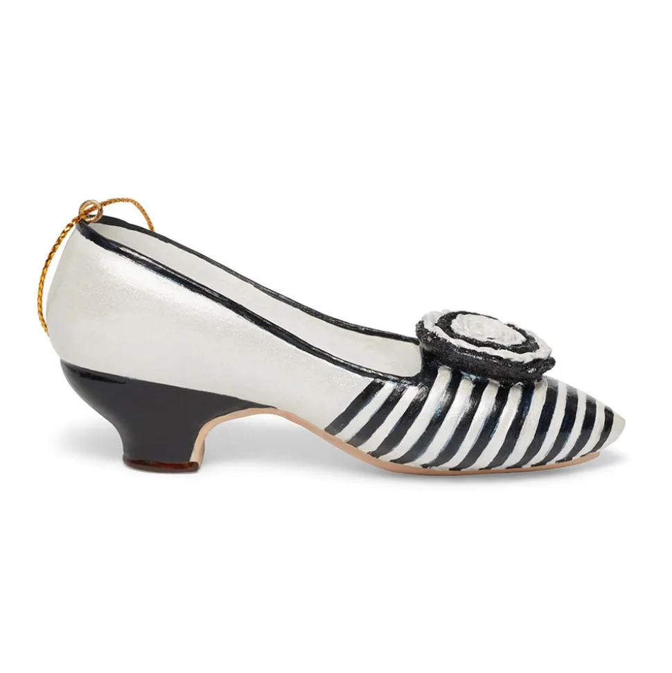 Striped Evening Slipper Shoe Ornament