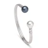Venus Pearl Silver Cuff, Black/White