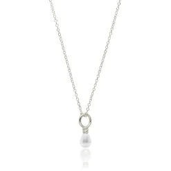 Venus Pearl Silver Pendant Necklace, White
