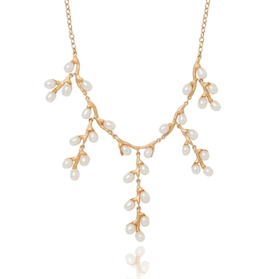 Willow Catkins Pearl Bib Necklace