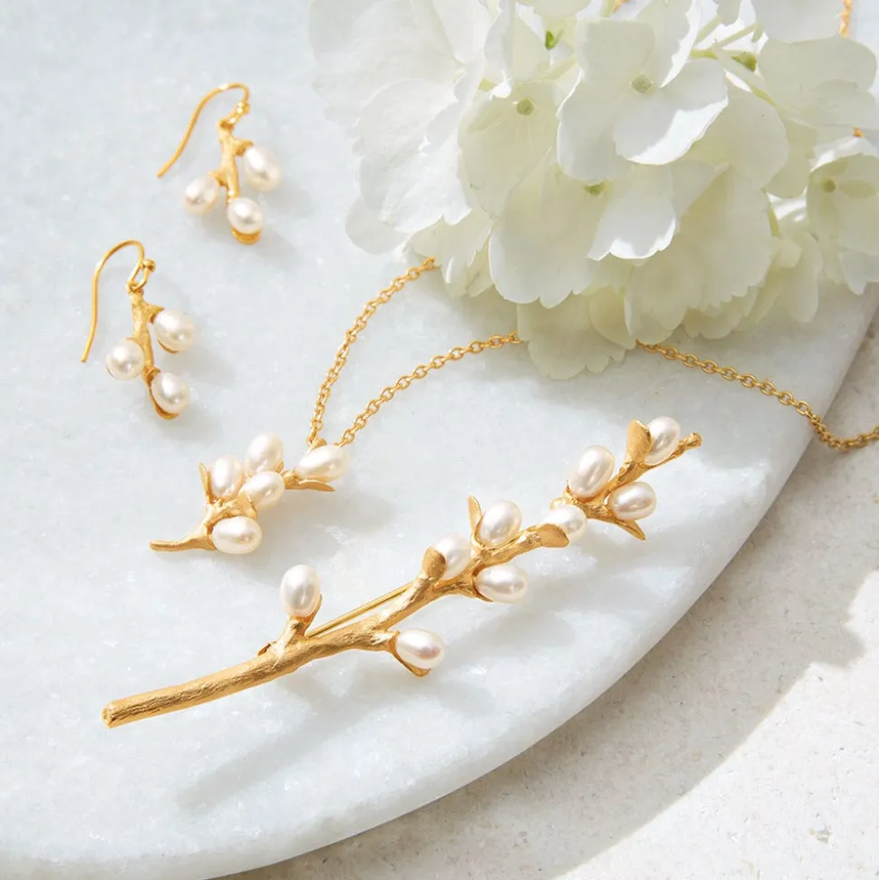 Willow Catkins Pearl Drop Earrings